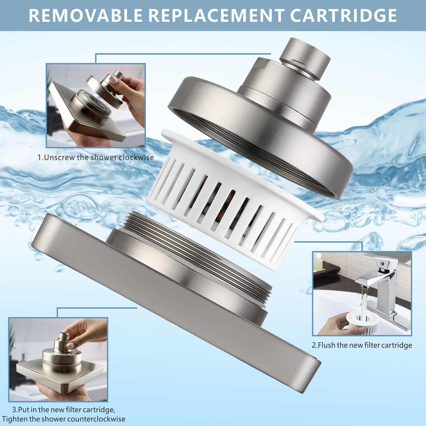 Schwisteen FilterSquare© Showerhead Multi-Stage Filter Cartridge (Pack of 2)