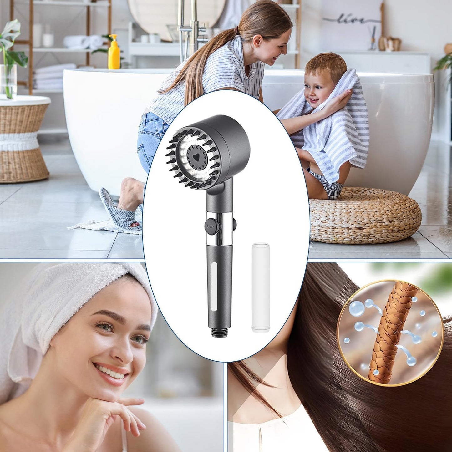 Schwisteen Original & Schwisteen 2 Handheld Massaging Shower Head Replacement Filters (4 Pack)